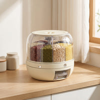 Grain Storage Dispenser Partitioned Storage Container with Compartments Sealed