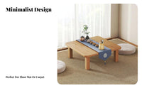 Wooden Floor Desk Multi-Functional Japanese Floor Table Japanese Folding Floor Table Sturdy Wood Construction for Small Areas