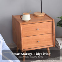 Nightstand with Rattan Drawer Nordic Design End Table sturdy Wood Legs for Adults