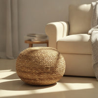 Woven Stool Fiber Pouf Handwoven Floor Cushion for Living Room, Entryway
