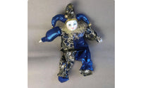 Smiling Clown Doll Handmade Poseable Harlequin Doll Colorful Costume Hanging Clown Figurine for Collectors, Desktop, Shelf
