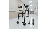 Upright Folding Walking Assistant Strolling Support Height Adjustable Standing Gait Support with Armrests Two-Mode Mode