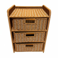 Woven Rattan Storage Cabinet Textured Rattan Nightstand Rounded Edges