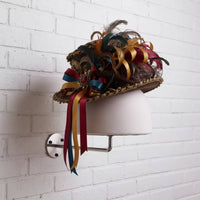 Hat Rack Wig Stand Wall-mounted Organizer with Hooks Metal Rack Display Stand Hemispherical Textile Head Fade-resistant Peel-proof Construction Suitable for Hairpiece Storage Entryways Retail Spaces