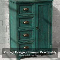 Bedside End Table Mediterranean Look 2-Door Nightstand with Drawer Vintage design sturdy Construction for Apartment Dwellers