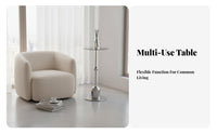 Round Glass-Top End Table Mixed Material Construction for Homeowners, Renters