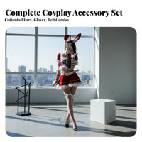7 Pieces Christmas Bunny Girl Costume Faux Trim Themed Apparel for Nightclub