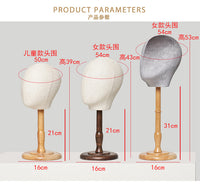 Wooden Head Mannequin for Hat Display, Female Head Model for Jewelry and Wig