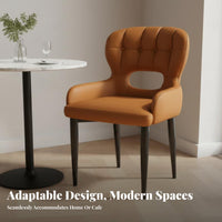 Curved Spine Supportrest Dining Chair Italian Aesthetic Upholstered Seat Minimalist Design Anti-Slip Foot Pads for Hotel