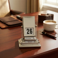 Retro Perpetual Calendar Mechanical Desktop Flip Calendar Compact Ornament Decorative for Study, Reception Desk
