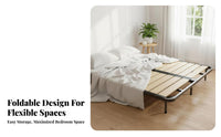 Foldable Design Slatted Bed Frame Sturdy Construction Mattress Support Heavy-Duty Bedroom Furniture Improves Ventilation for Homeowners, Renters, Adults, Guest Room, Apartment, Home