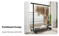 Freestanding Garment Rack Simple Design Portable Clothing Effortless Assembly Freestanding Wardrobe Rack for Homeowners, Balcony, Bedroom