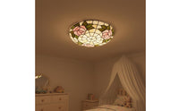 flower Stained Glass Lamp Never flower Ceiling Lamp Easy to Clean Home Lighting for Bedroom, Balcony