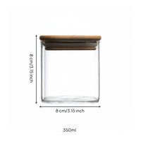 12 Pieces Square Glass Jar Set Space-Saving Glass Food Storage Jar Wide Mouth