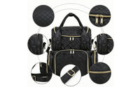 Cosmetic Organizer Bag Quilted Makeup Bag with Shoulder Strap Nail Art Organizer Structured Multi-Compartment for Travelers