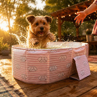 Striped Foldable Pool Easy to Stow Portable Pet Bath Tub Watertight for Patio