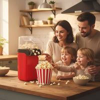 Oil-Oil-Less Hot Air Popcorn Popper High Popping Rate Mini Electric Popcorn Machine Easy to Clean Kitchen Appliance Single-Button Operation for Families, Kids, Home, Movie Night, Parties