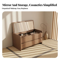 Hinged-Lid Vanity Desk Space-Saving Design Dressing Table Built-in Storage Multi-Functional for Teenagers