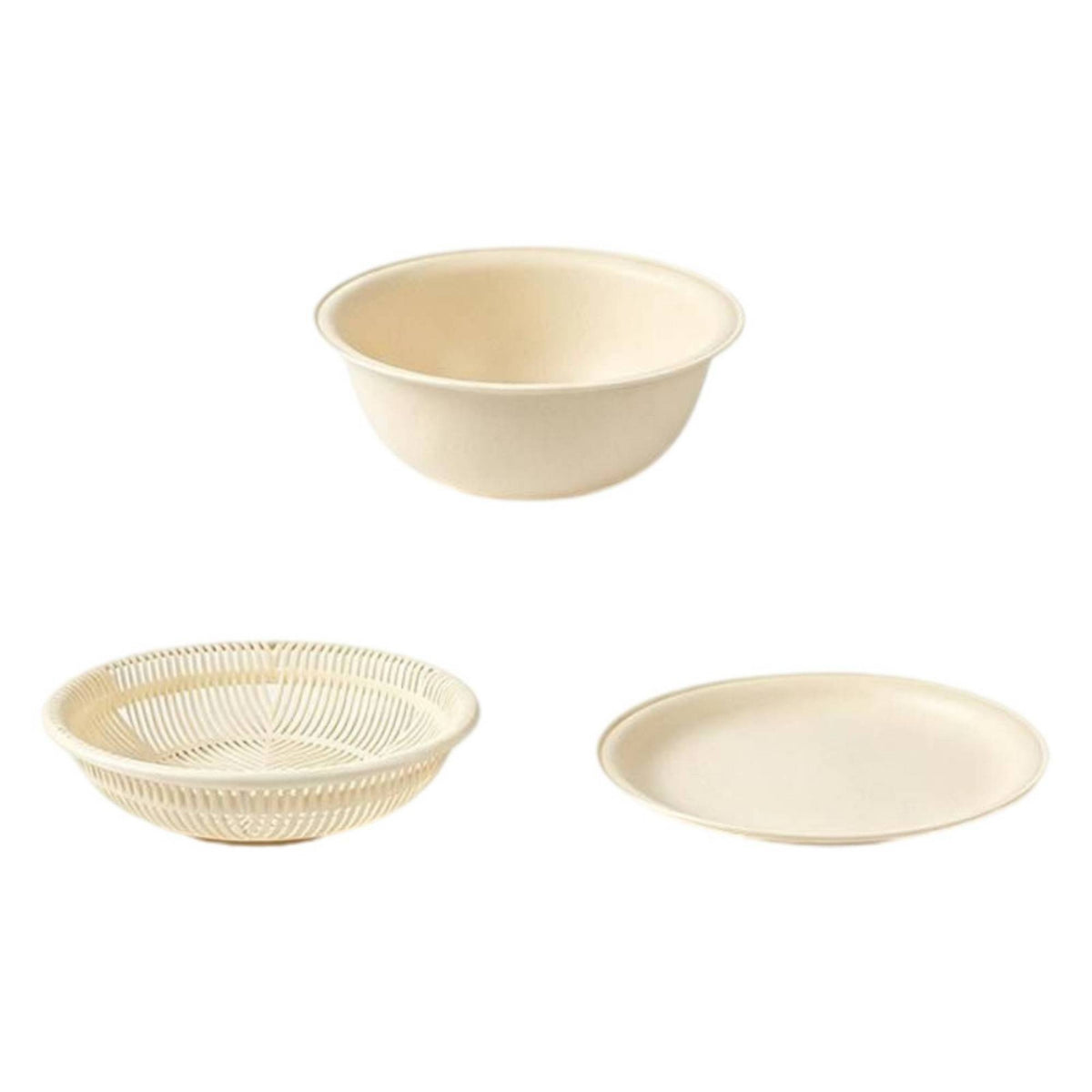 3 Pieces Food Grade Kitchen Colander Bowl Set Double Layer Drain Basket with Tray Quick Drainage Colander and Bowl Set Easy to Clean for Countertop