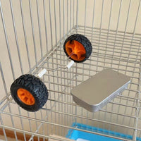 Metal Balance Car (1 pc), Bird Training Toy with Silver Training Feeder, Avian Balance Toy for Parrot Enrichment and Parakeet Skill Development