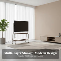 Mobile TV Stand with Wheels 360-Degree Rotating Casters Mobile TV Stand Heavy-Duty Construction Portable Television Holder for Renters, Living Room
