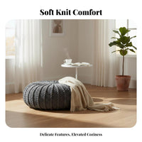 Knitted Round Ottoman Japanese Aesthetic Pouf Removable and Washable Cover