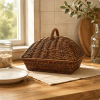 Lidded Bread Basket with Lid Rattan Bread Basket Easy to Clean Household Storage for Tabletop, Kitchen, Dining Room