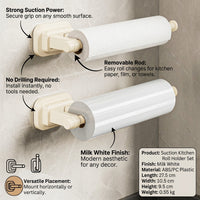 Cupboard and Under Cabinet Paper Towel Holder for Kitchen, Removable Metal Roll with Suction Cups for Home Cooks