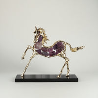 Horse Sculpture with Crystal Rearing Horse Sculpture Minimalist for Entryway