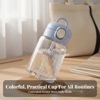 Cute Design Small Portable Water Cup Easy to Clean Plastic Straw Bottle Long-Lasting for Students, School Children, Daily Use, Travel