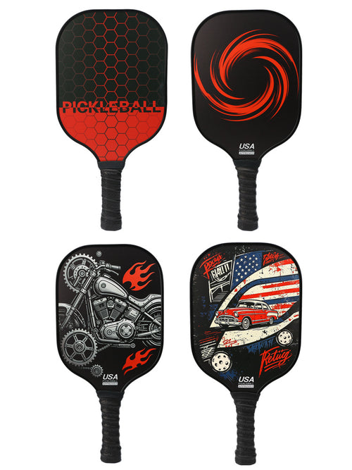 16mm Fiberglass Pickleball Paddle Set with 4 Balls and Storage Bag for Adults and Kids Outdoor Training