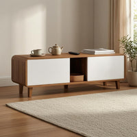 Low Profile Media Console Rounded Edges Low Tv Stand Environmental Screen Display Cabinet