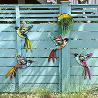 4 Pieces Metal Hummingbird Wall Decor Waterproof Metal Bird Hanging Ornament