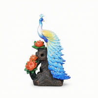 Peacock Figurine Detailed Tabletop Ornament Carved Peacock Statue for Art Collectors, Living Room