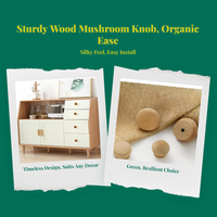 Wooden Cabinet Knob, Mushroom Shape Handle, Natural Wood