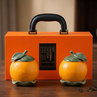 Kitchen Storage Ceramic Tea Container Set of 2 for Loose Leaf and Coffee, Airtight Food Jar with Decorative Design for Lovers