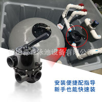 Pool Side-Mount Sand Filter Valve ABS Six-Way with Unions 1.5/2.0 Inch