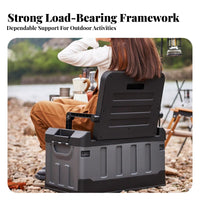 Foldable Design foldable Seat Box with Backrest Large Capacity Outdoor gear Weather-Resistant Storage Trunk durableDuty Construction for outdoor adventurers, Car Owners, Camping, Fishing, outdoor dinings, Hunting