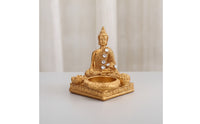 Meditative Buddha Statue with Gems Resin Buddha Figurine Compact Tabletop Statue Indoor for Entryway
