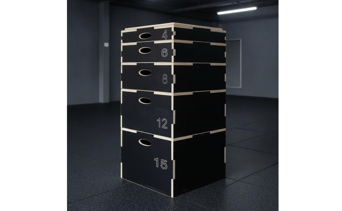 5 Pieces Multi-Height Plyometric Box Space-Saving Stackable Jump Box Heavy-Duty Jumping Exercise Instructor Non-Slip for Athletes, Fitness Enthusiasts, Home Gym