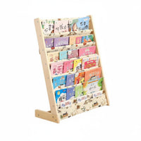 Solid Wood Children's Picture Book Rack Multi-Layer Wooden Kids Bookshelf Easy Reach Kids Picture Book Rack Large Capacity for Toddlers, Playroom, Nursery