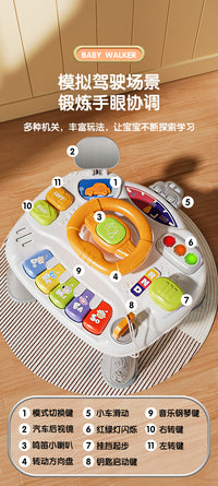 Multifunctional Steering Wheel Game Table with Electronic Keyboard for Early Learning