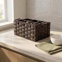Partitioned Organizer Basket Versatile Bin Decorative for Desktop