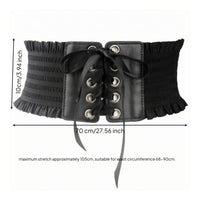 PU Leather Waist Cincher Decorative Wide Corset Belt Adjustable for Women