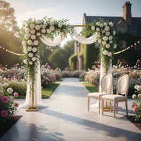 Gold Metal Arch Stand Portable Square Tubing Arch Frame Indoor Outdoor Use