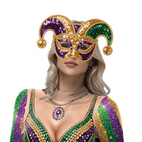 New Orleans Carnival Party Stage Performance Accessory Purple Green Gold Sequin Mask Costume