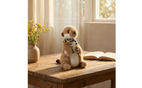 Stuffed Meerkat with Scarf Knitted Meerkat Stuffed Animal Soft Seated for Children, Desk Display, Bedside Table