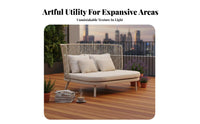 Nordic Design Woven Daybed and Chair Set designer-inspired Wicker Armchair and Table Set Weather-Resistant Outdoor Furniture Comfortable upholstered pads for lodging Professionals, property owners, Villa, Patio, Backyard, Balcony