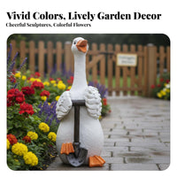Cartoon Duck Statue Weather Resistant Resin Duck Figurine Adorable Resin Animal Figure for Landscaping, Kindergarten, Patio