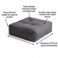 Tufted Floor Cushion, Large Seat Cushion, Living Room Pouffe Cushion, Japanese Floor Pillow, Meditat - Image 7